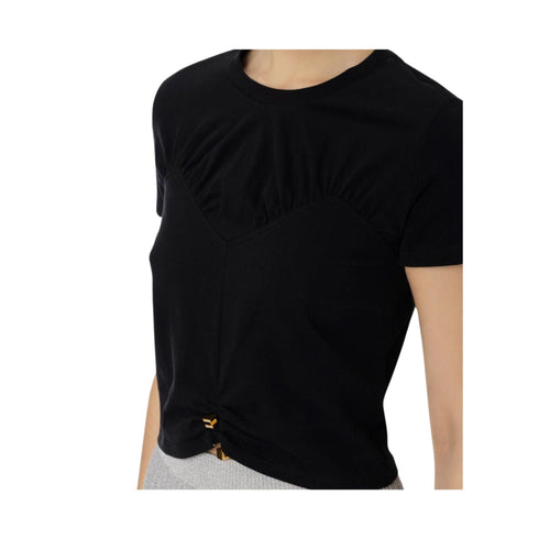 Elisabetta Franchi T-Shirt T-shirt Donna con accessorio piercing Nero - Francavilla Moda